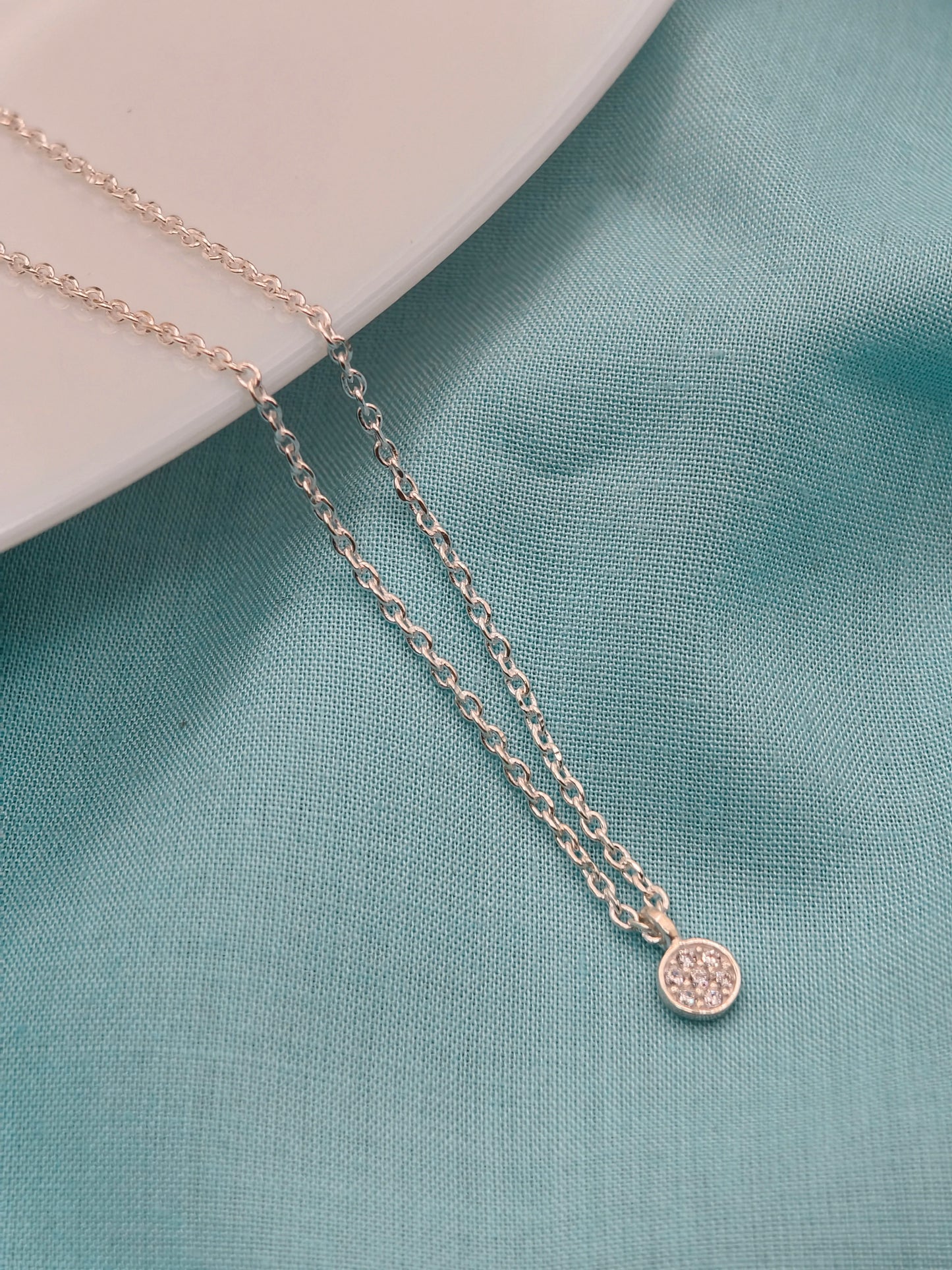 Luna Pave Silver Pendant Chain
