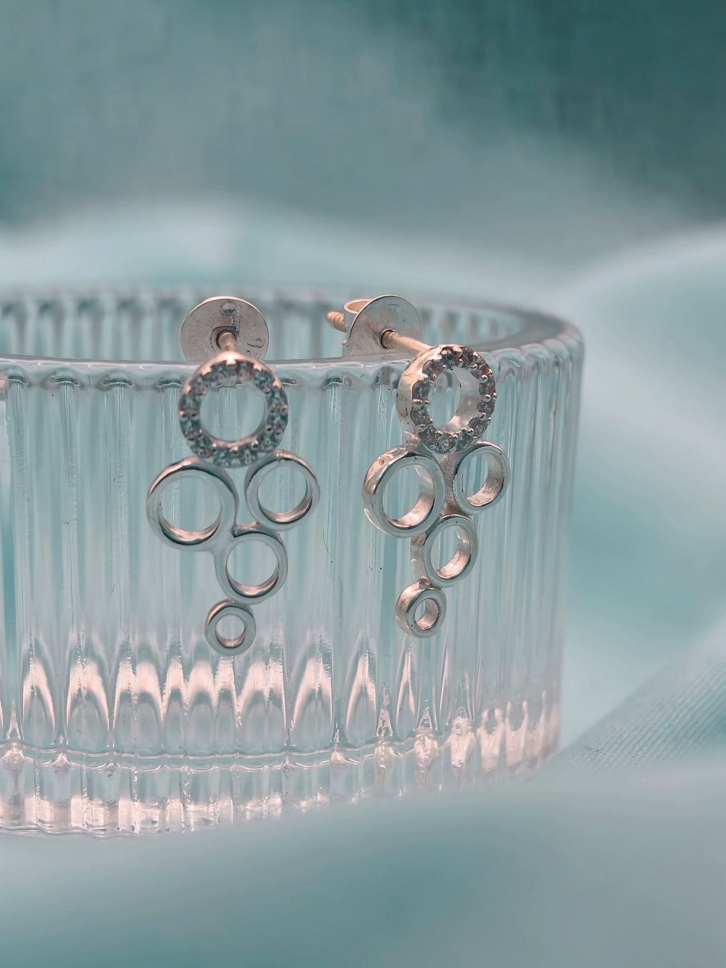 Cascade Circles Silver Drop Earrings