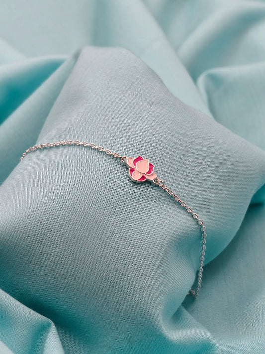 Blush Lotus Silver Bracelet