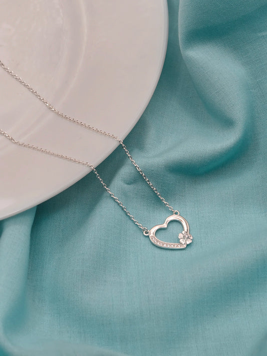 Blossom Heart Silver Pendant Chain