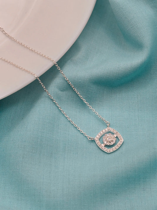 Aura Square Silver Pendant Chain