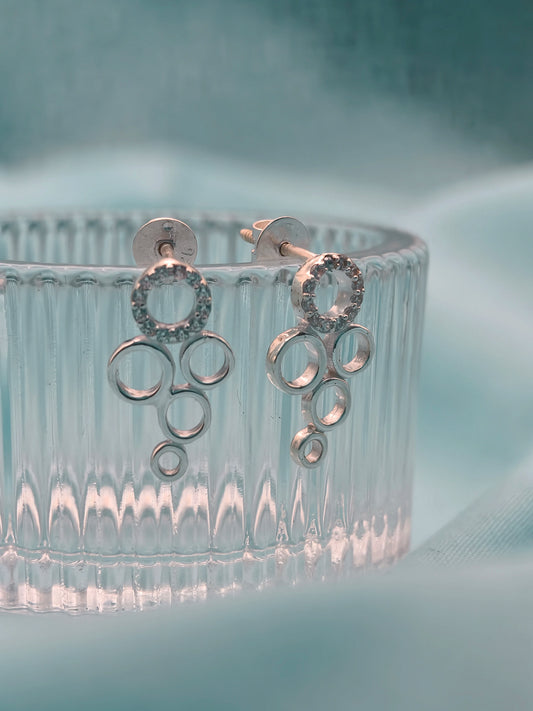 Cascade Circles Silver Drop Earrings